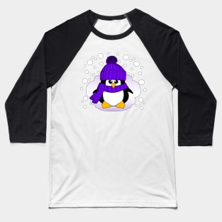 Christmas Penguin with Purple Hat and Scarf Baseball T-Shirt